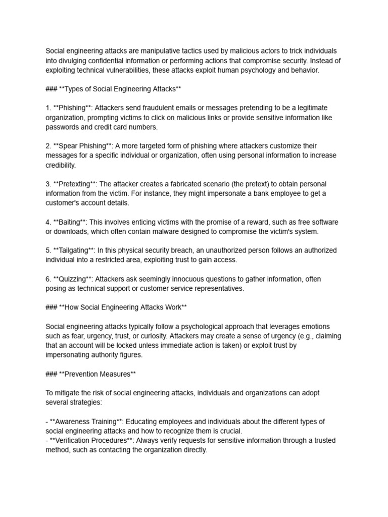 Social Engineering Attack | PDF