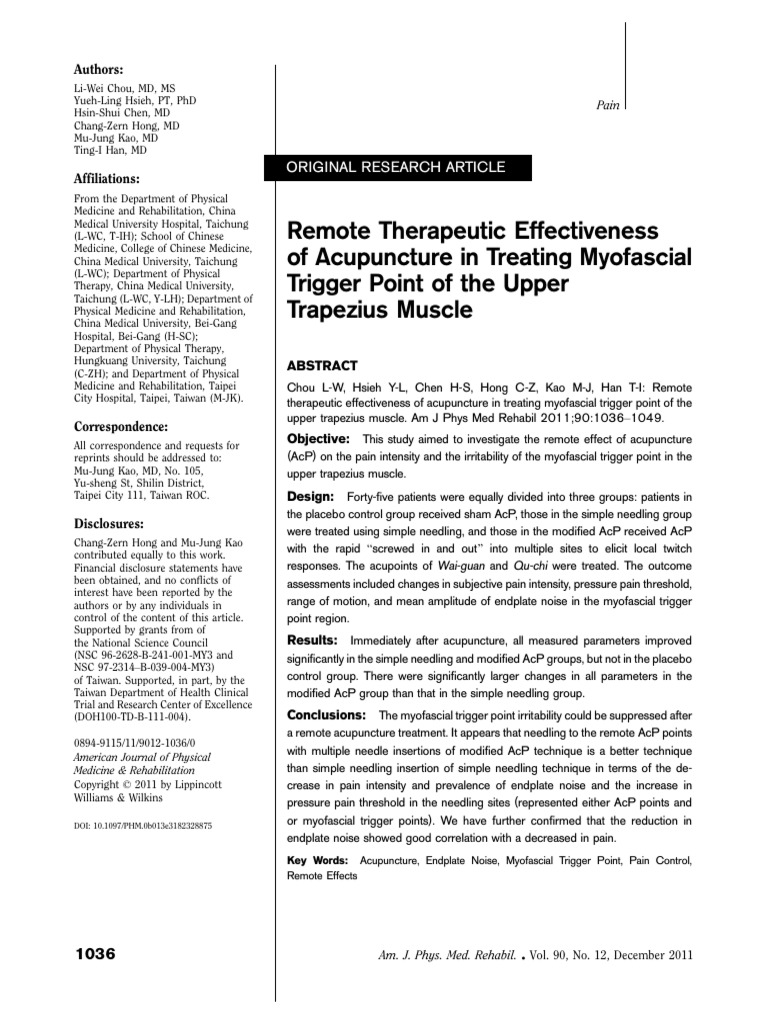 Remote Therapeutic Effectiveness of Acup | PDF