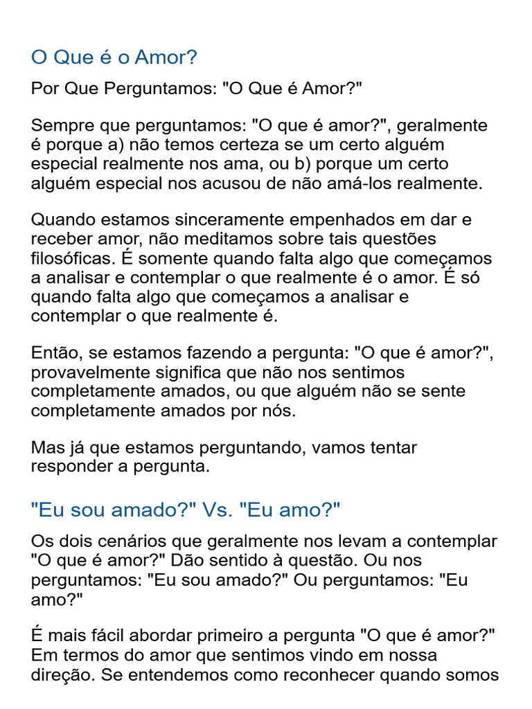 O Que É o Amor | PDF | Amor | Autoajuda