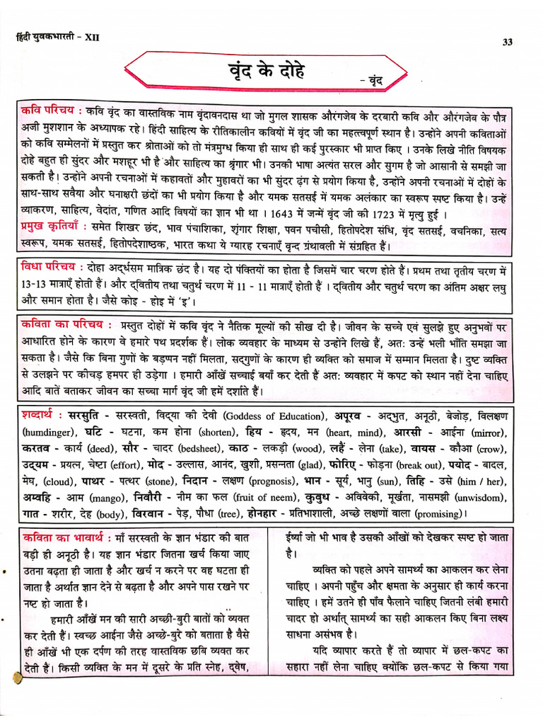Vrind Ke Dohe Class 6