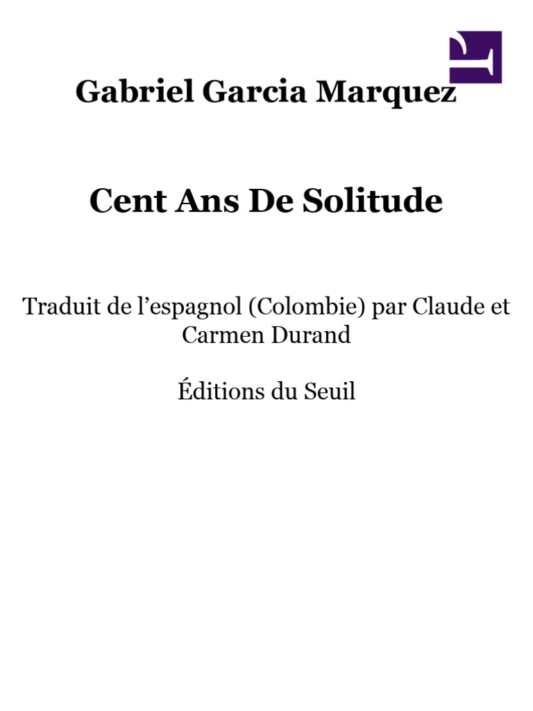 Cent Ans de Solitude PDF
