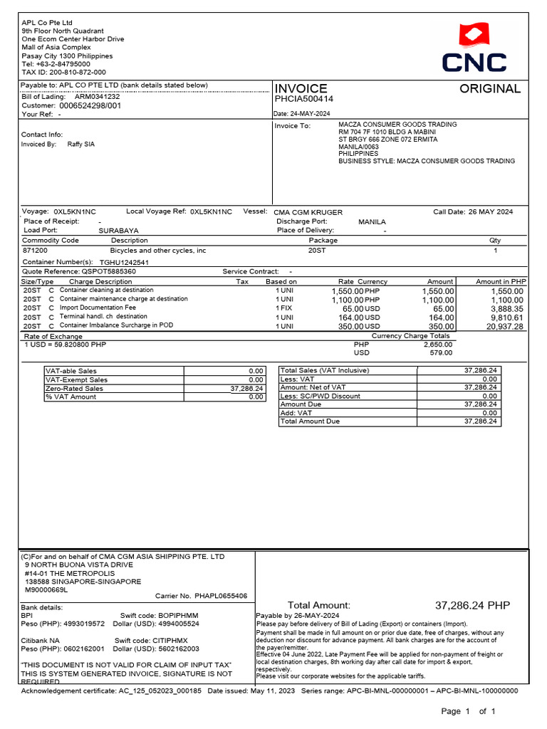 FRT Inv Phcia500414 1 | PDF