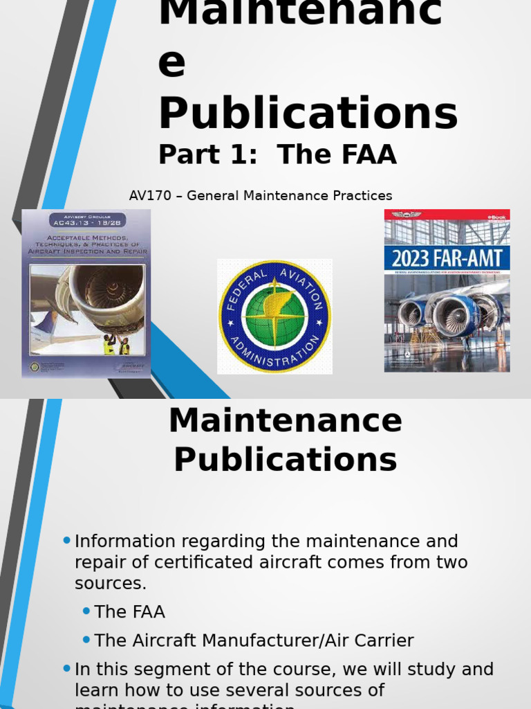 FAA Maintenance Publications Overview | PDF | Federal Aviation ...