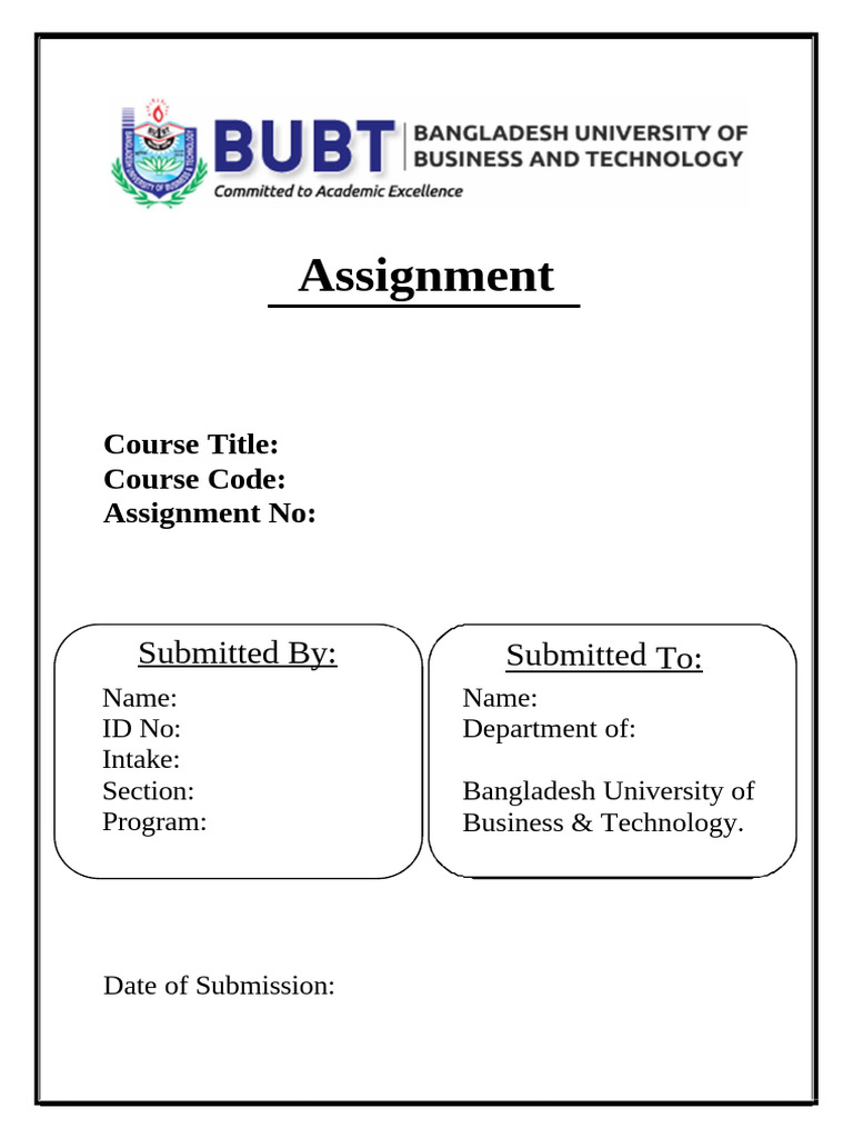Bubt Assignment Cover Page Download | PDF