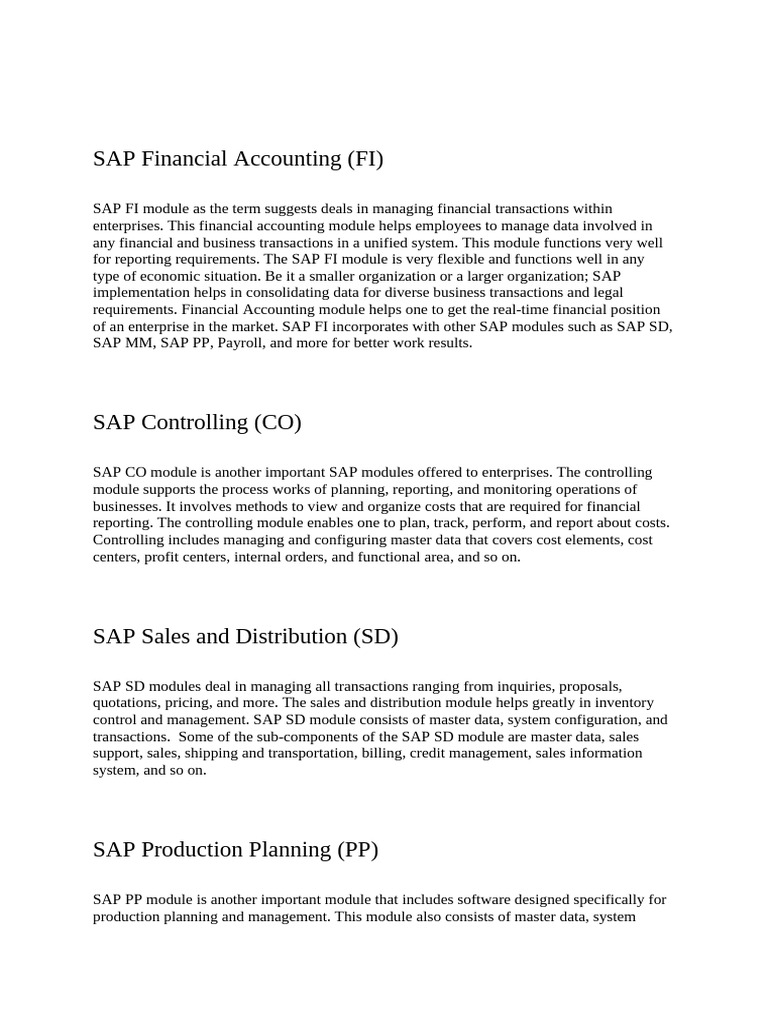 Overview of SAP Modules and Tables | PDF | Business | Finance & Money ...