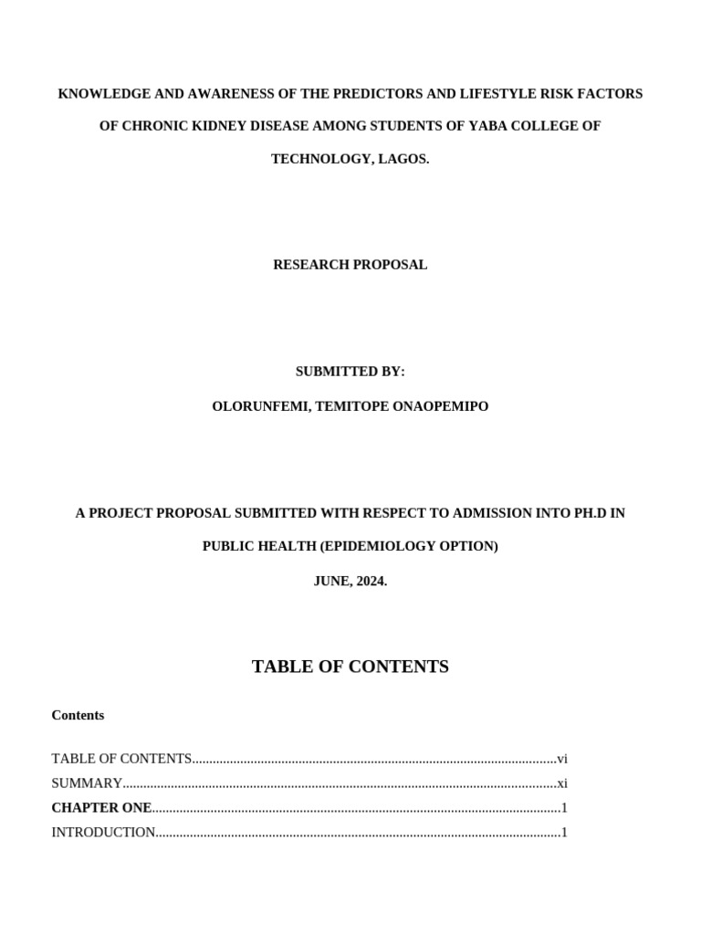 CKD Risk Factors Among Yaba College Students | PDF | Chronic Kidney ...