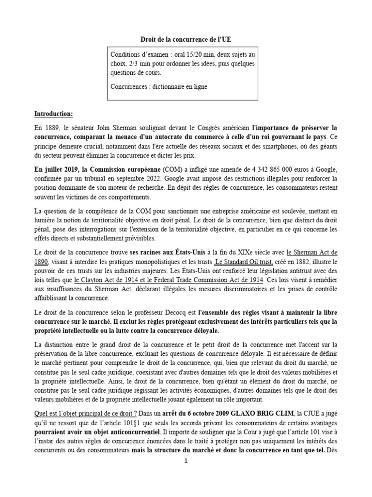 CM Concurrence Complet .Docx - Copie | PDF