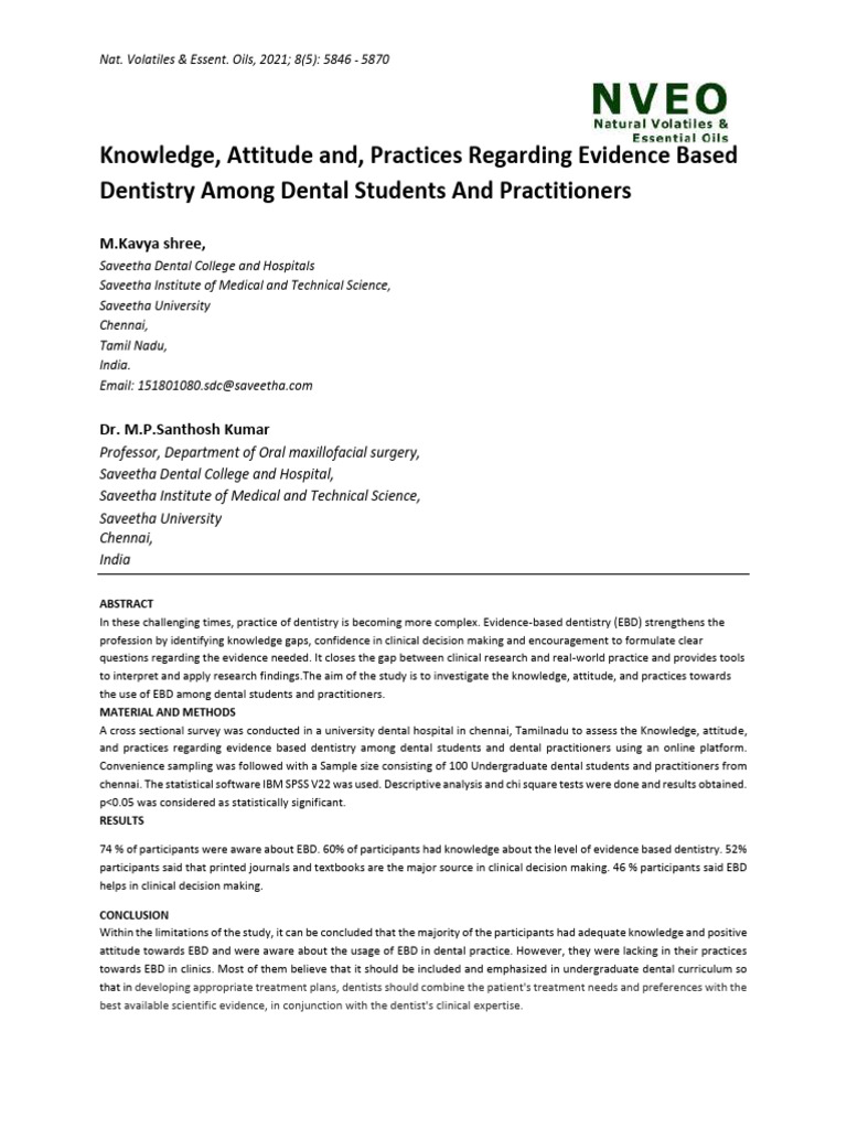 Knowledge, Attitudes and Practices Towards Evidence-Based-Dentistry 2 | PDF