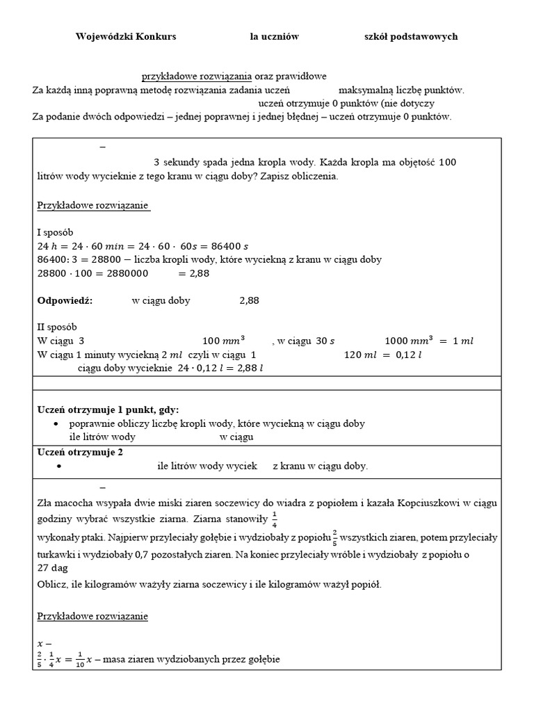 Klucz Odpowiedzi Do Zadan z Matematyki Stopien II Rejonowy 2023 2024 | PDF
