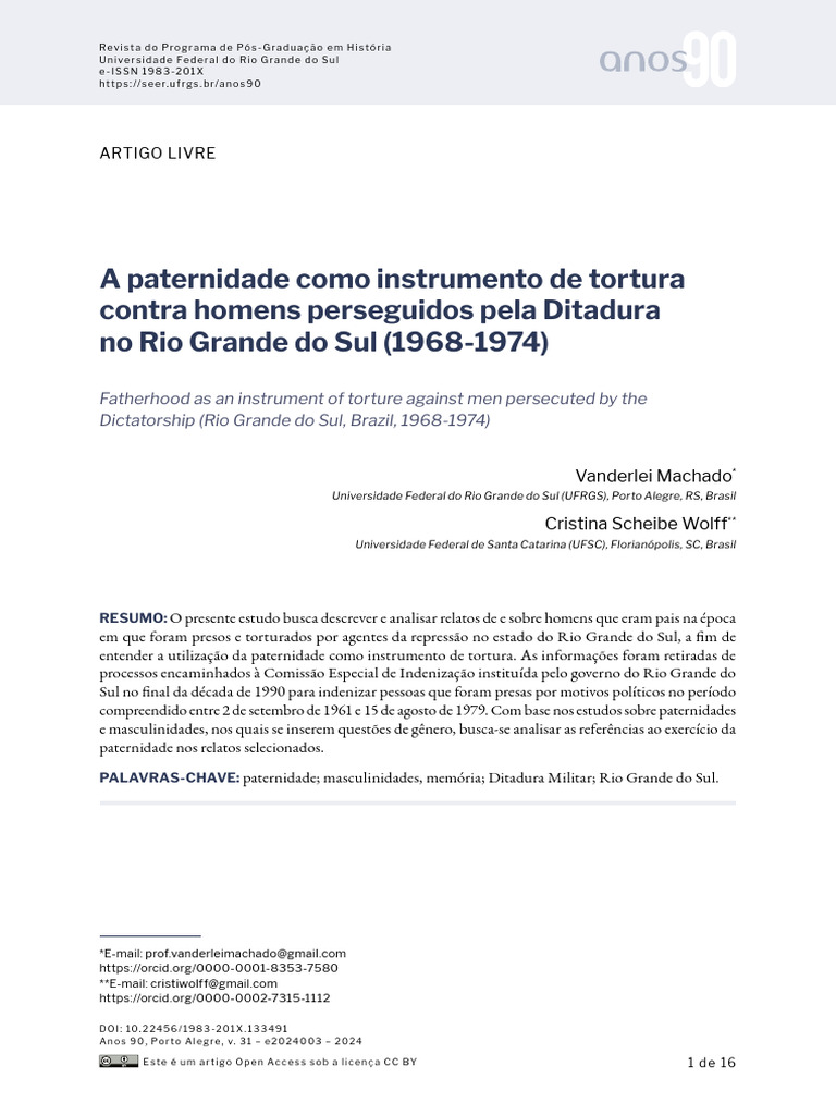 Vanderlei Machado - A Paternidade Como Instrumento de Tortura | PDF