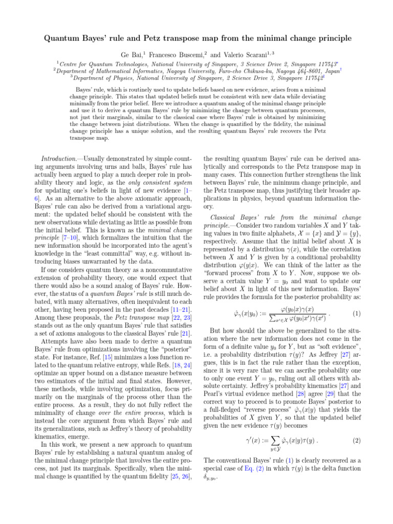 Quantum Bayes' Rule and Petz Transpose Map From The Minimal Change ...