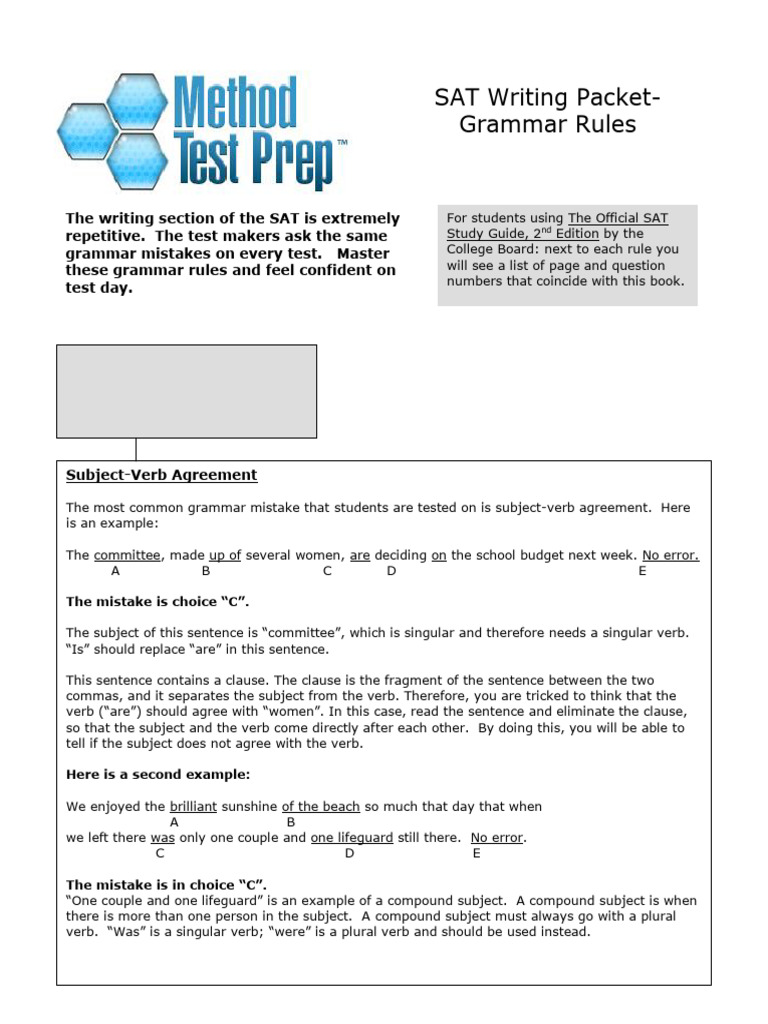 SAT Writing Grammar Rules Guide | PDF | Adverb | Pronoun