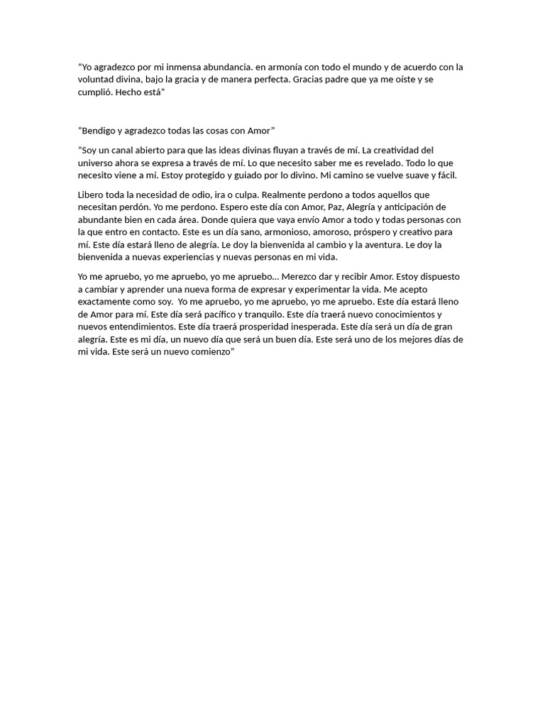 Afirmaciones para la Abundancia y Amor | PDF