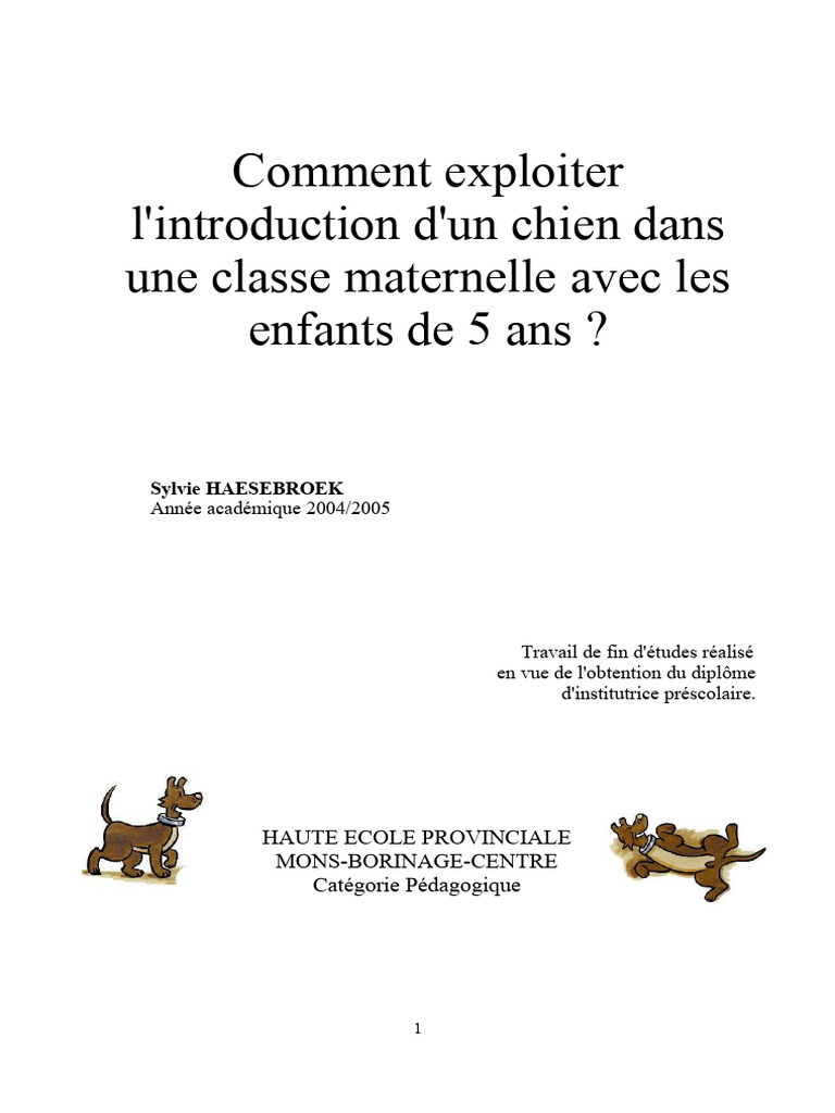 Comment Exploiter L Introduction D Un Chien Dans Une Classe Maternelle ...