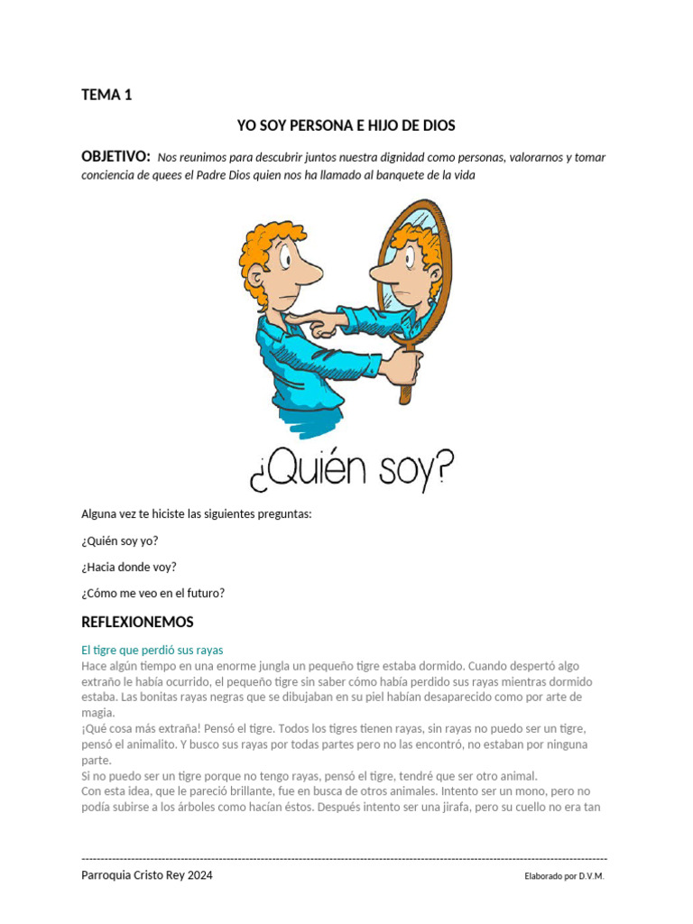 TEMA 1 Yo Soy Persona e Hijo de DIos | PDF