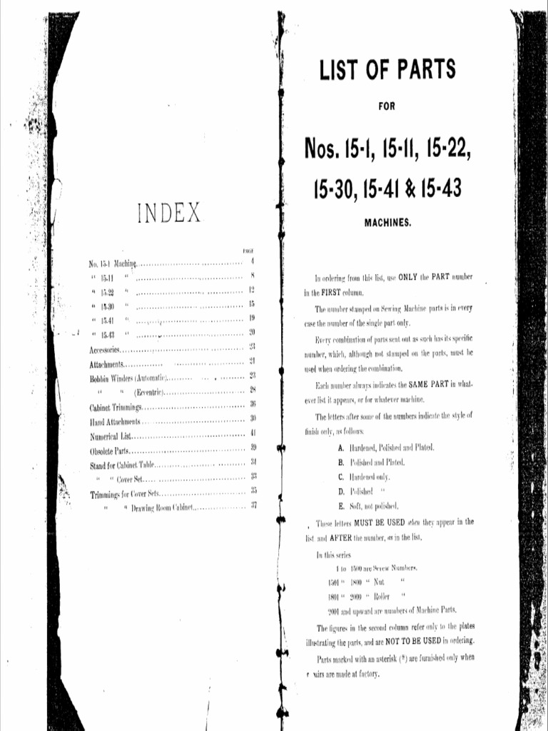 Parts List For 15-1, - 11, - 22, - 30, - 41, - 43 | PDF