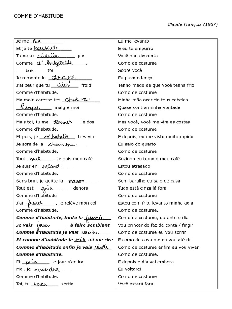 Comme d habitude_Claude François | PDF
