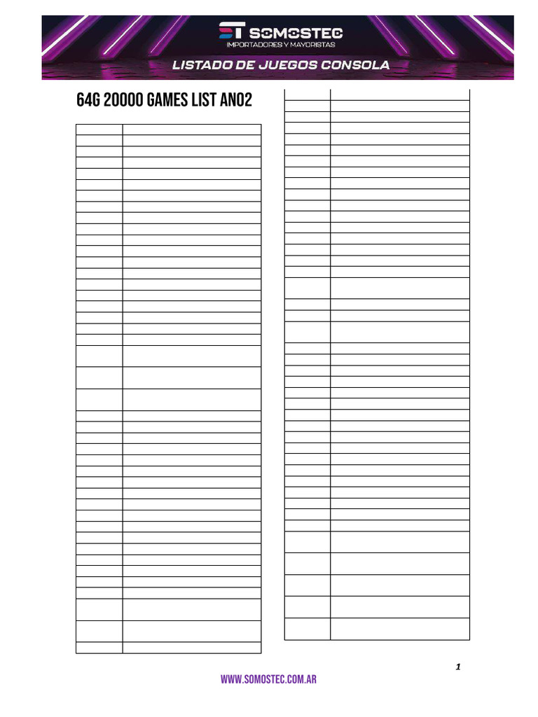 64G 20000 Games List AN02 Compressed | PDF