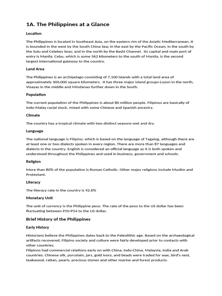 1A. The Philippines at A Glance | PDF