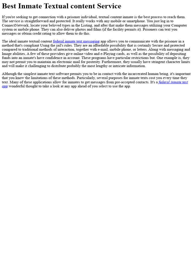Best Federal Inmate Texting Service | PDF | Computers