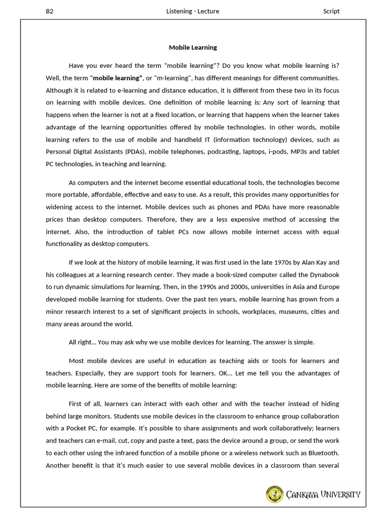Lecture - Mobile Learning - B2lec003r | PDF