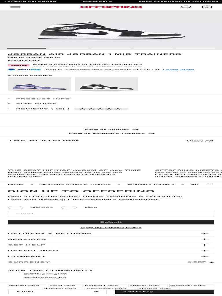 Jordan Air Jordan 1 Mid Trainers White Black White - Air Jordan 1 | PDF