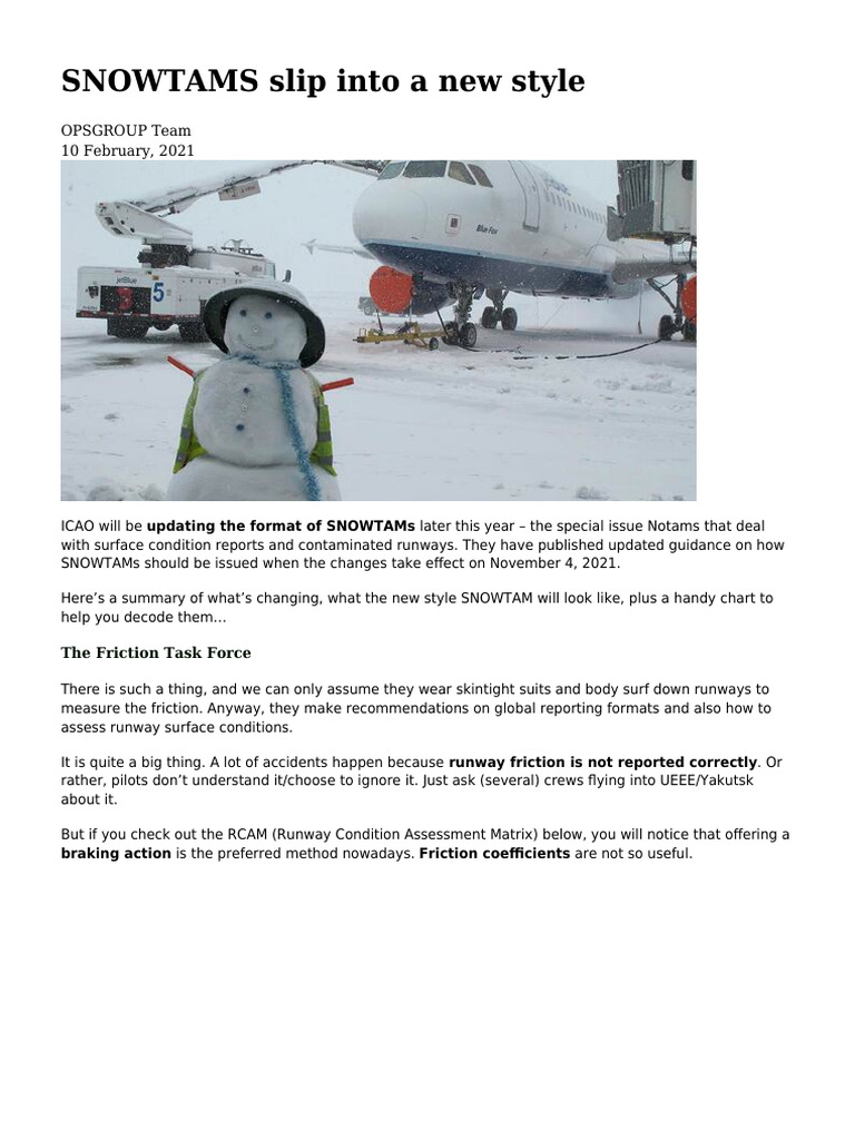Snowtams New Format 2021 | PDF