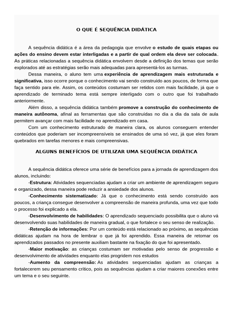 O Que É Sequência Didática | PDF