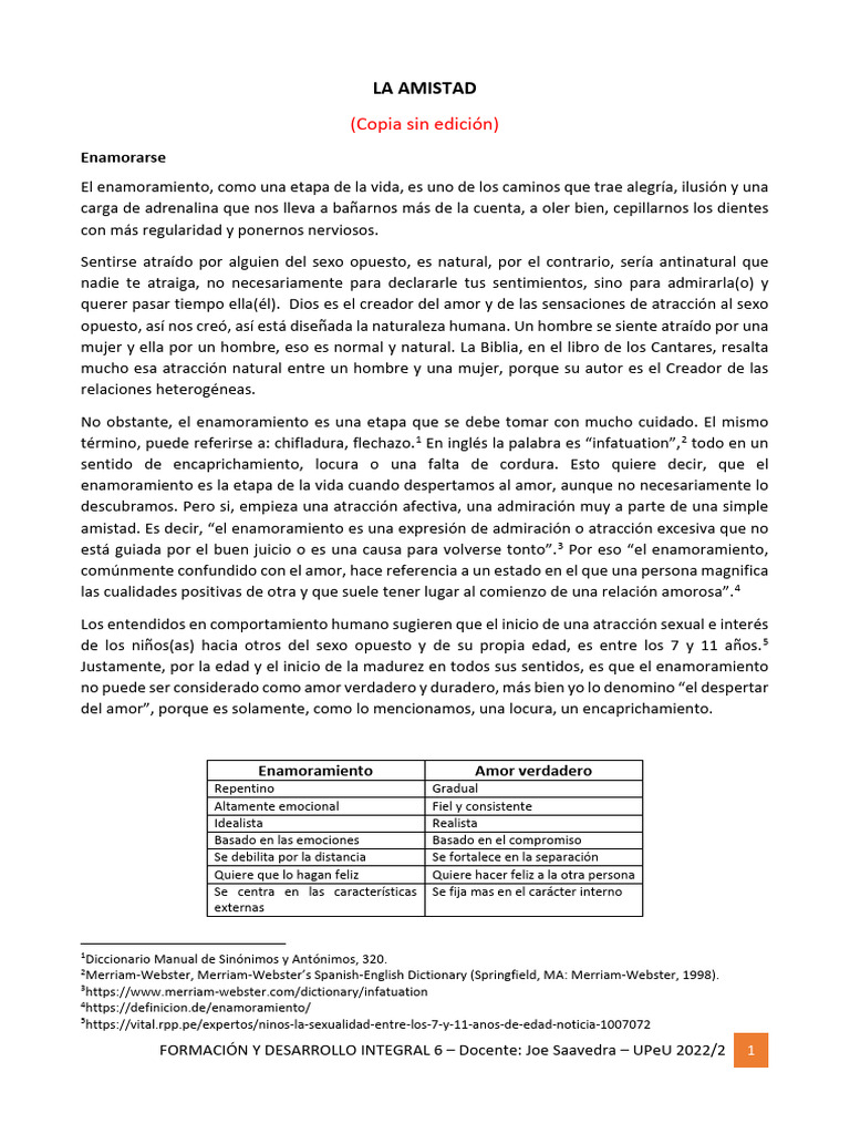 La Amistad | PDF | Amor | Relaciones personales, crianza y desarrollo ...