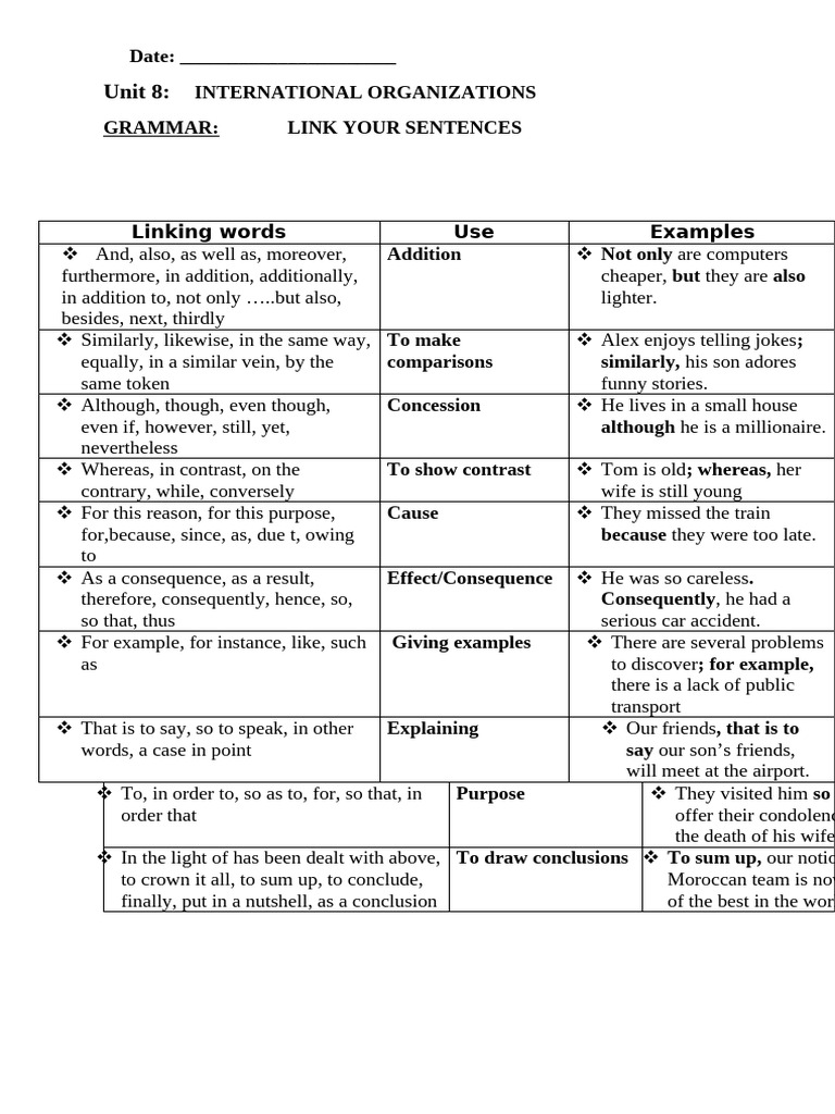 Link Your Sentences | PDF
