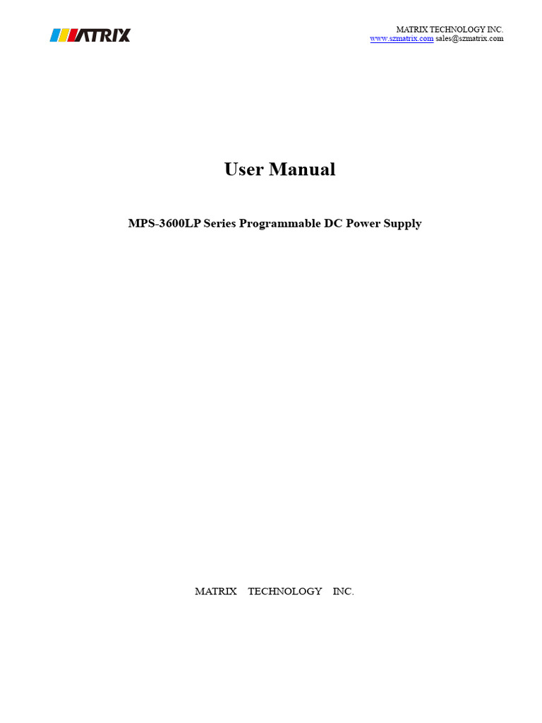 MPS-3600LP DC Power Supply Manual | PDF | Power Supply | Electrical ...