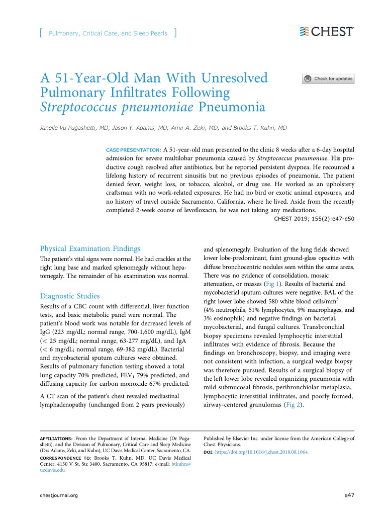 A 51 Year Old Man With Unresolved Pulmonary Infiltrates Following S ...