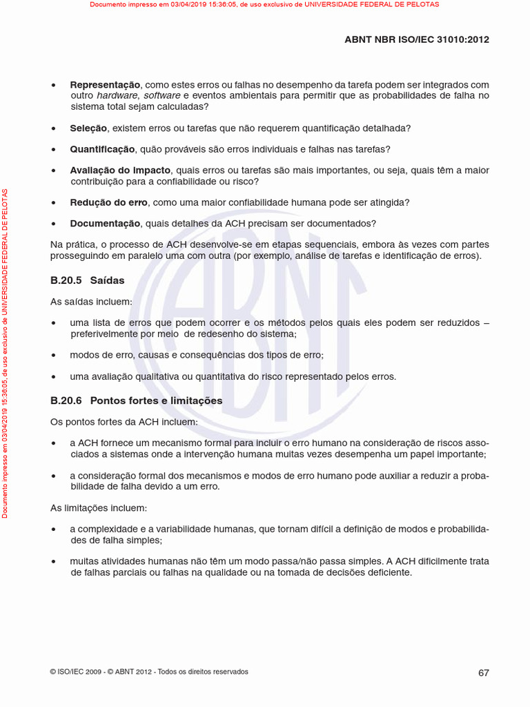 ABNT NBR ISO 31010-2012 Gestao de Riscos Tecnicas para o Processo de ...
