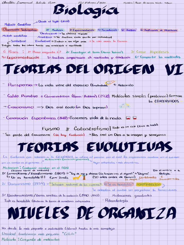 Teorías Del Origen de L Vida y Biología General | PDF