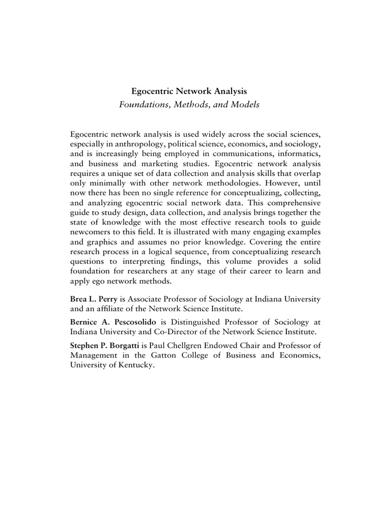 Foundations methods and models egocentric network analysis pdf