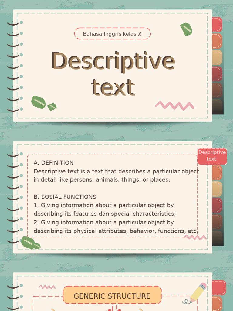 Descriptive Text for English Class X | PDF | Adjective | Adverb
