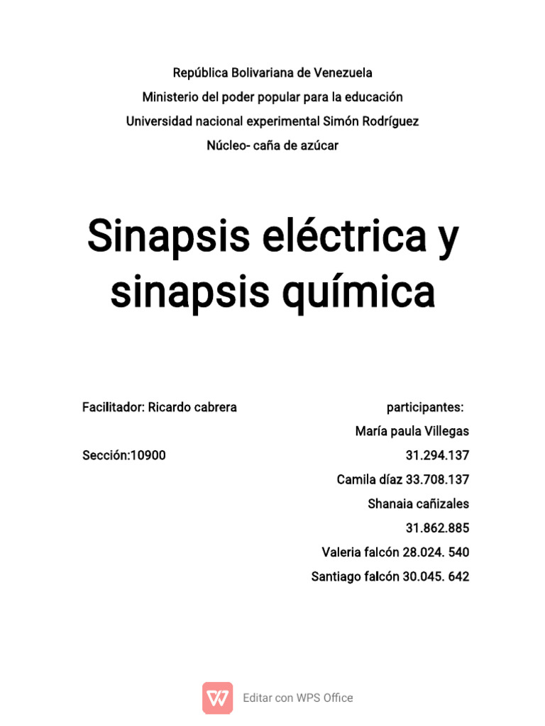 Sinapsis Electrica Y Sinapsis Quimica Pdf