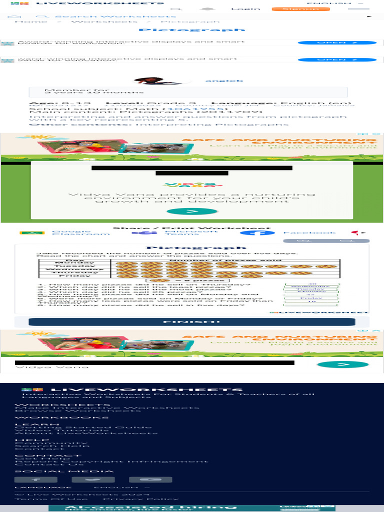 Pictograph interactive exercise for Grade 3 Live Worksheets | PDF