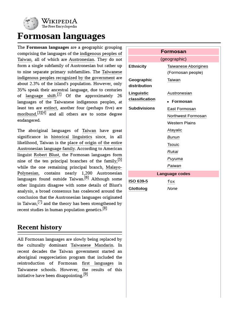 Formosan Languages | PDF