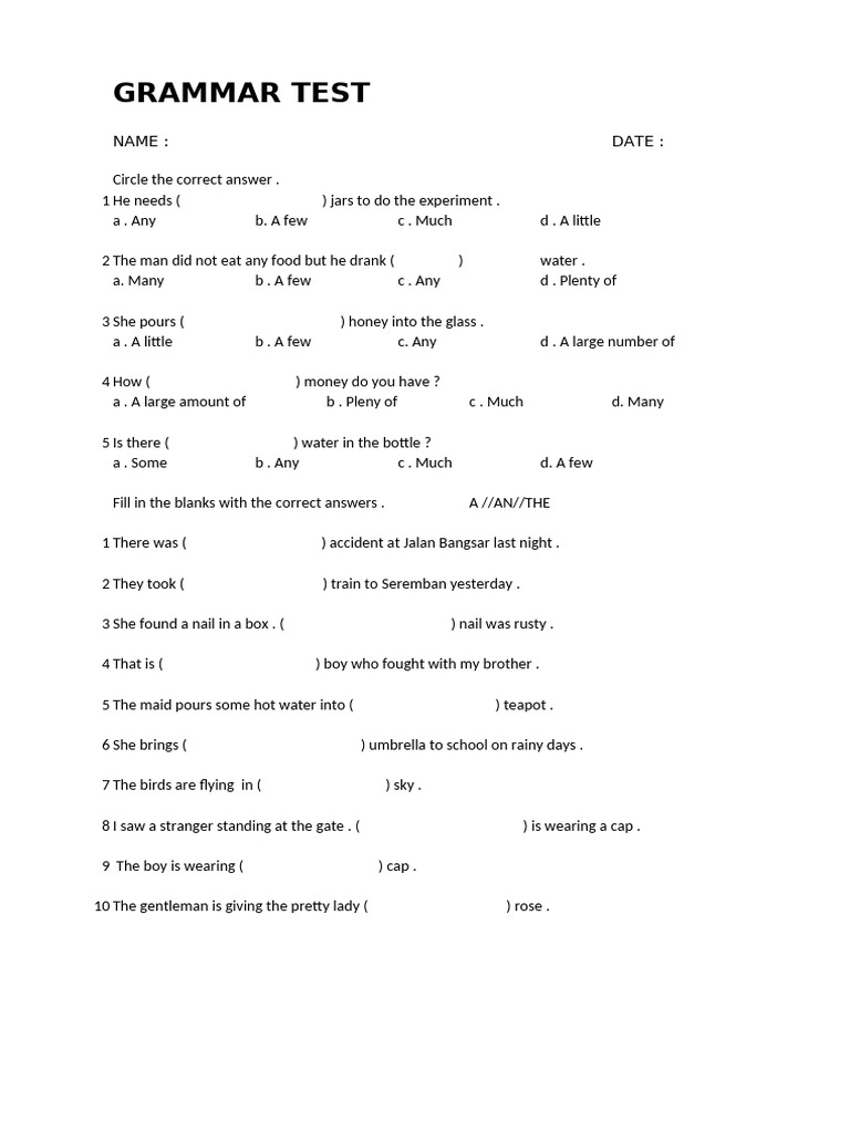 Grammar Test | PDF