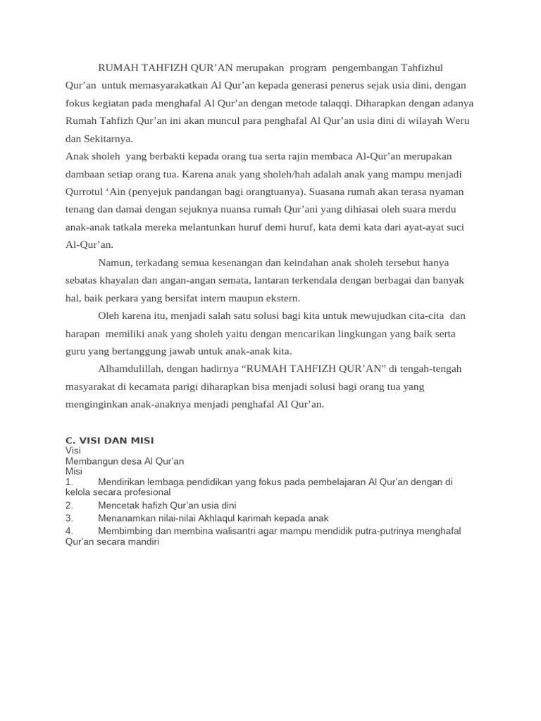 RUMAH TAHFIZH QURan Tujan DLL | PDF