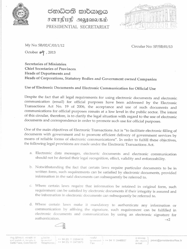 Circular Use of Electronic Documents and Electronic Communication For ...