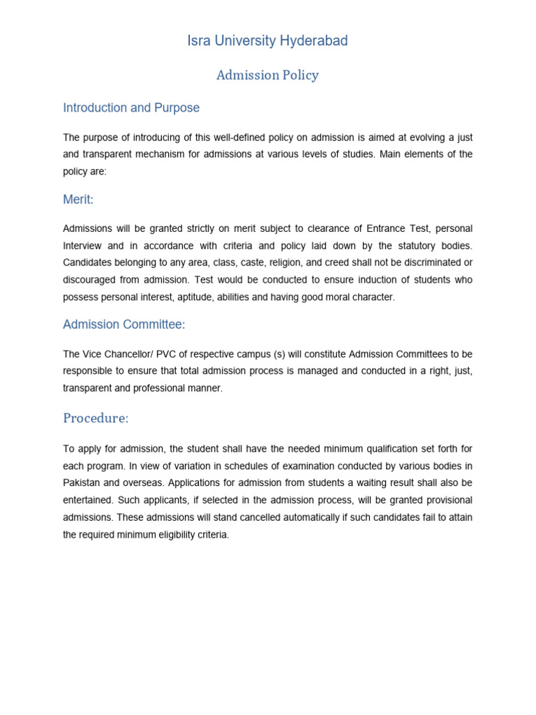 Admission Policy | PDF