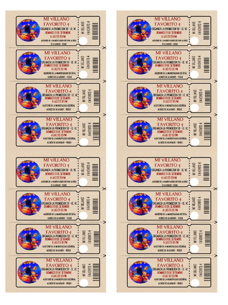 Tickets Cine - 01 Setiembre - 5B VC | PDF