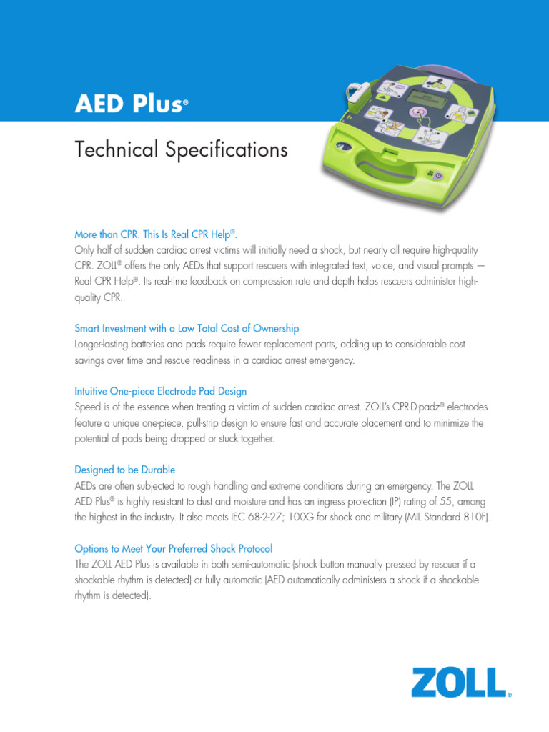 ZOLL AED Plus & ZOLL Electrode CPR D Padz With Real CPR Help ...