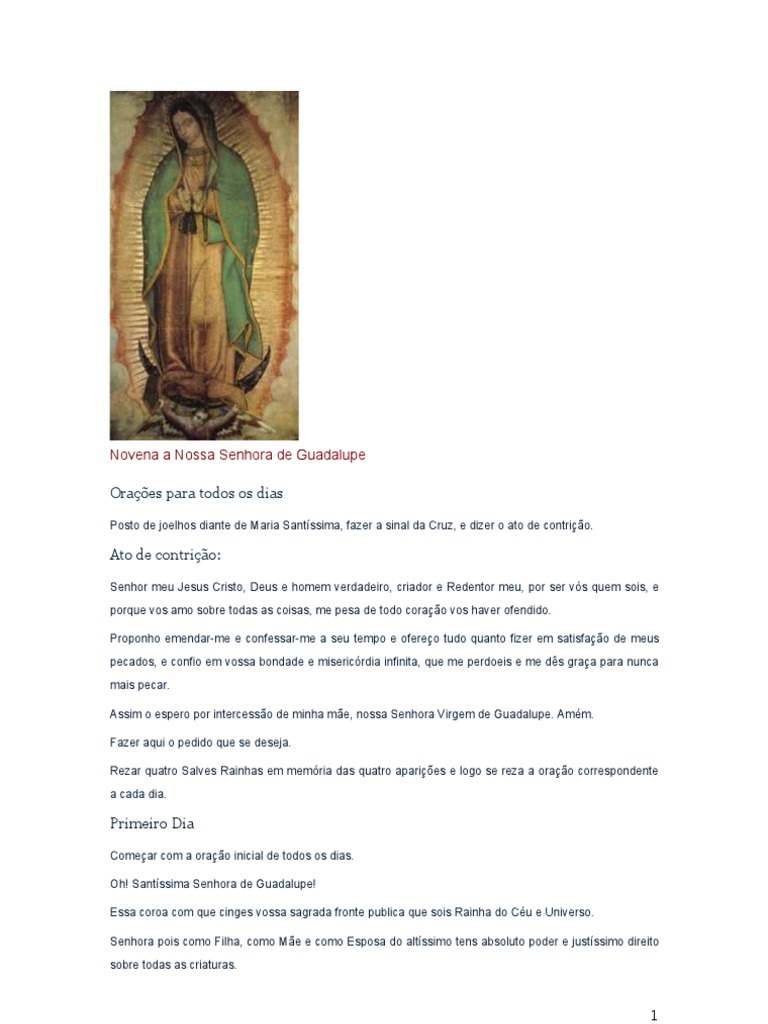 Novena a Nossa Senhora de Guadalupe | PDF | Oração | Maria, mãe de Jesus