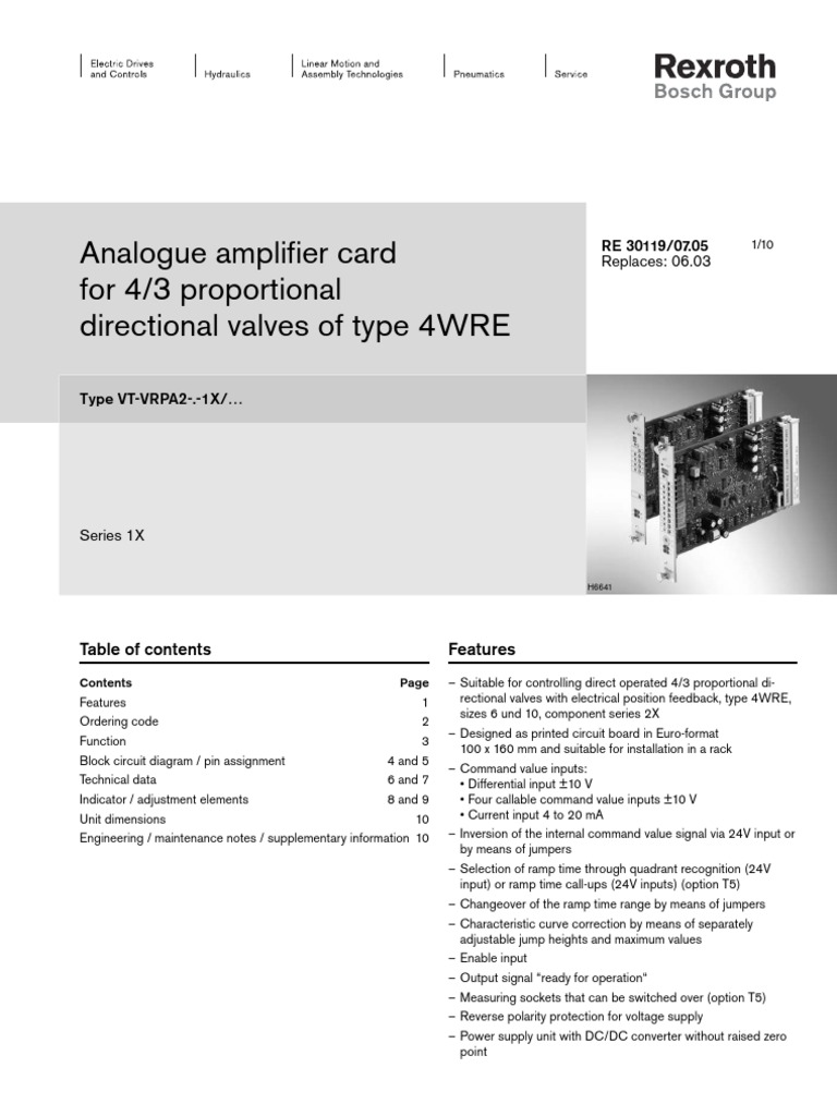 Analogue Amplifier Card For 4/3 Proportional Directional Valves of Type