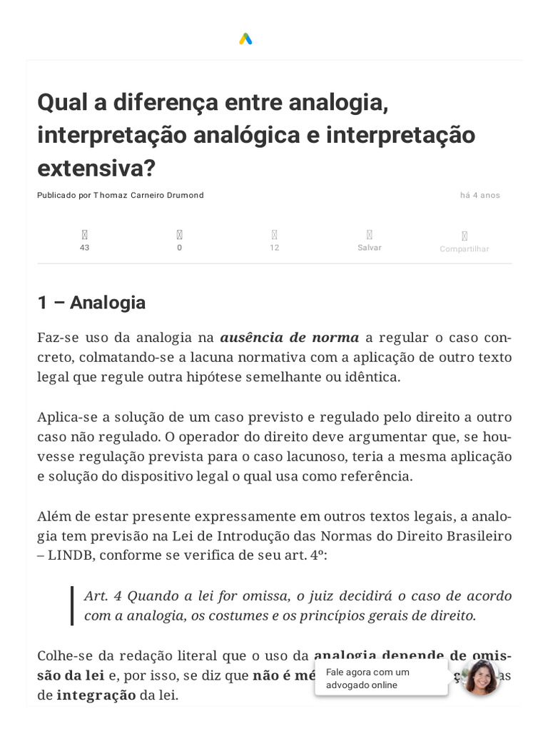 Qual A Diferença Entre Analogia, Interpretação Analógica e ...