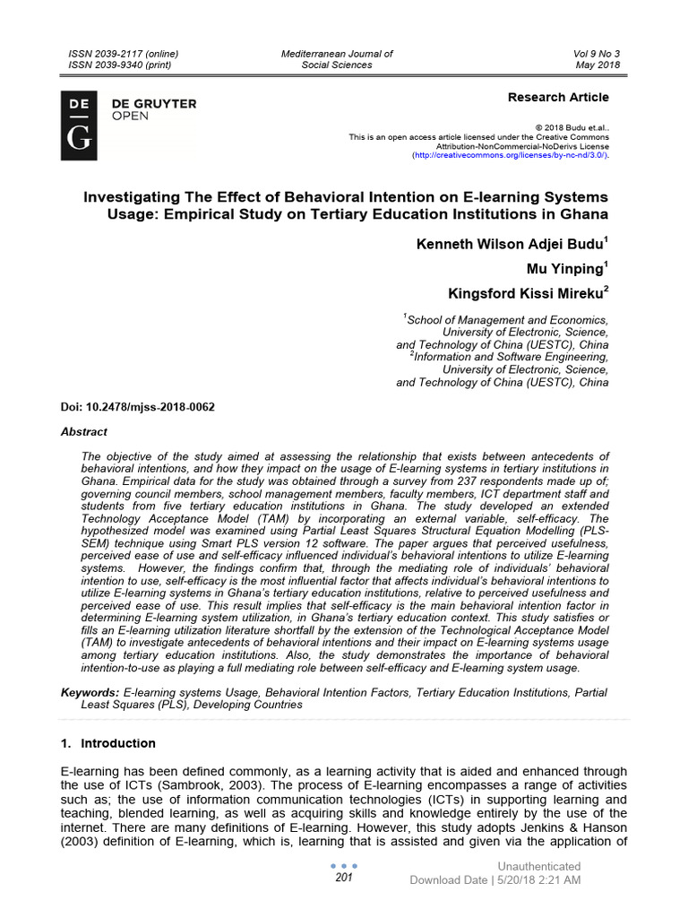 Investigating The Effect of Behavioral Intention o | PDF