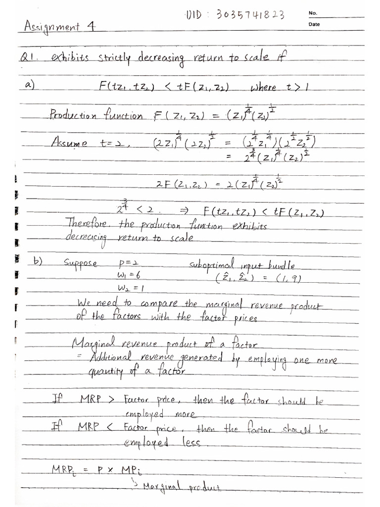 ECON2210 Problem Set 4 1-4 | PDF